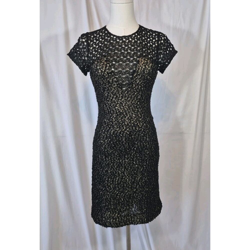 L'AGENCE Crochet Black Mini Dress 0